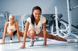 Two woman  at the fitness club