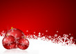 red christmas background with snowflakes and christmas balls