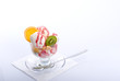 Ice cream with fruit on a white background Ice cream with fruit on a white background