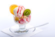 Ice cream with fruit on a white background Ice cream with fruit on a white background