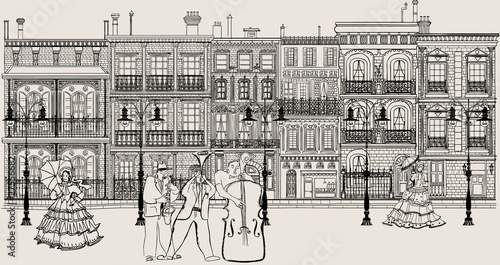 Fototapeta street in New orleans style with jazz musician