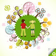Eco planet with kids vector