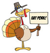 Pilgrim Turkey Holding A Blank Sign Pilgrim Turkey Holding A Blank Sign