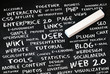new media tags on vlack chalkboard