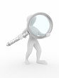 Searching. Men with loupe.