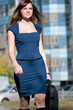 Young businesswoman go to meeting