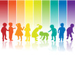 kinder silhouette regenbogen