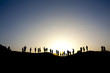 Tourists standing on top of a mountain