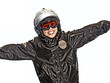happy boy flying on air isolated on white