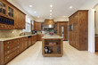 Kitchen with large granite island