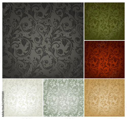 Vector: Seamless Wallpaper Pattern, set of six colors Seamless Wallpaper Pattern, set of six colors