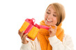 Woman unpacking gift