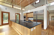 Kitchen with black granite island