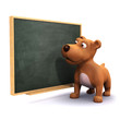 3d Small dog at the blackboard