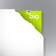 Teared paper with bio sign.