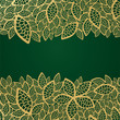 Golden leaf lace on green background