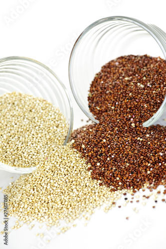 Photo: Red and white quinoa grain in bowls Red and white quinoa grain in bowls