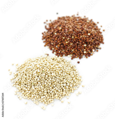 Photo: White and red quinoa grains closeup White and red quinoa grains closeup