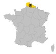 Nord pas de Calais auf den Umrissen Frankreichs