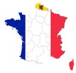 Nord pas de Calais auf den Umrissen Frankreichs