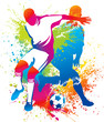 Soccer players with a soccer ball