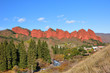 Red rocks Seven-bulls in picturesque gorge Dzhety-Oguz Red rocks Seven-bulls in picturesque gorge Dzhety-Oguz