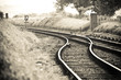 train tracks merging on a vintage railroad line train tracks merging on a vintage railroad line