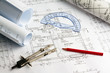 Bauplan eines Wohnhauses. Hausbau Bauplan eines Wohnhauses. Hausbau