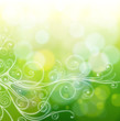 Green bokeh abstract light background & calligraphy ornament
