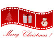 Illustration of a film strip with Christmas symbols