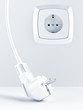 Illustration: cable and electric plug on a white with electric socket cable and electric plug on a white with electric socket