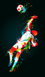 The football goalkeeper catches a ball on the black background The football goalkeeper catches a ball on the black background