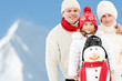 Happy family winter vacation (copy space)