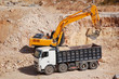 excavator loading dumper truck with sand excavator loading dumper truck with sand