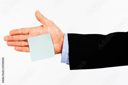 Photo: Sticky note on hand Sticky note on hand