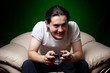 young man playing video games