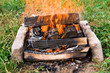 Fire in a fireplace