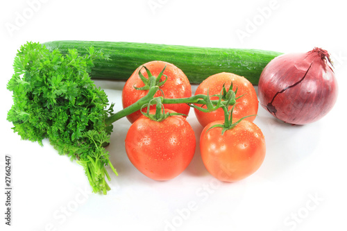 Photo: Products for Organic Cucumbers and Tomatoes Salad. Products for Organic Cucumbers and Tomatoes Salad.