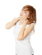 Teen student woman with neck pain