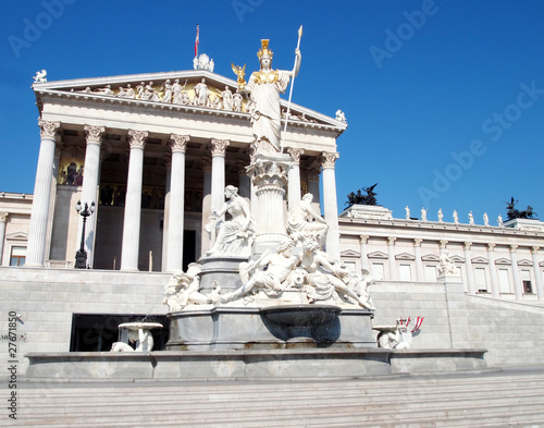 Photo: Athena statue and the Austrian parliament in Vienna Athena statue and the Austrian parliament in Vienna