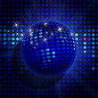 Disco ball on blue background