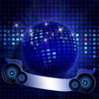 Disco ball on blue background
