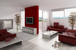 Red Wall in a White Loft