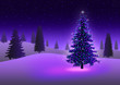 Stock image of Christmas tree with colorful lights in ice desert