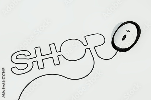 Illustration: shop written with computer mouse wire shop written with computer mouse wire