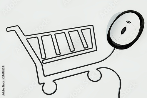 Illustration: shopping kart by mouse wire shopping kart by mouse wire