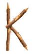Pencil wood, letter K
