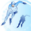 Stylized illustration of skater on a blue background