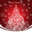 Red Christmas background with tree
