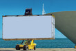 Working forklift in the container port.